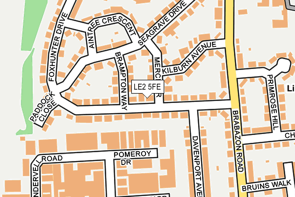 LE2 5FE map - OS OpenMap – Local (Ordnance Survey)