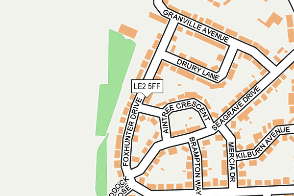 LE2 5FF map - OS OpenMap – Local (Ordnance Survey)