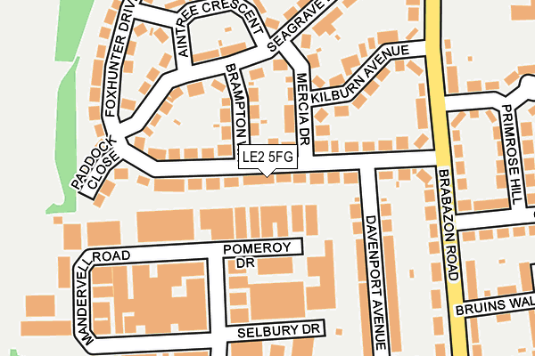 LE2 5FG map - OS OpenMap – Local (Ordnance Survey)