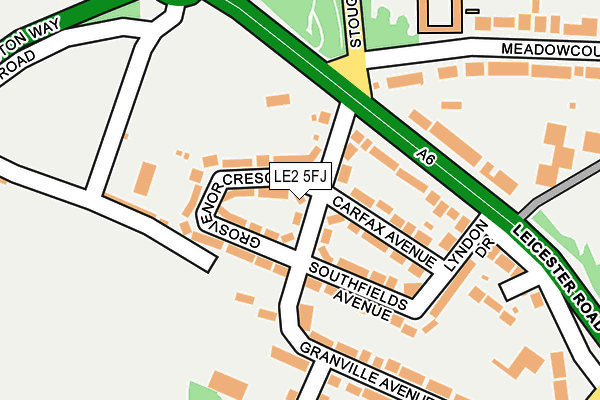 LE2 5FJ map - OS OpenMap – Local (Ordnance Survey)