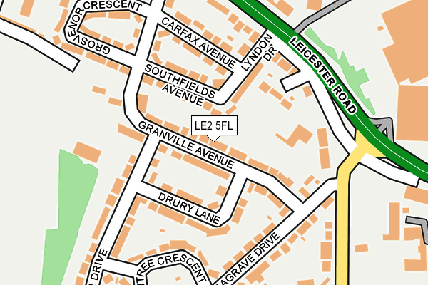 LE2 5FL map - OS OpenMap – Local (Ordnance Survey)