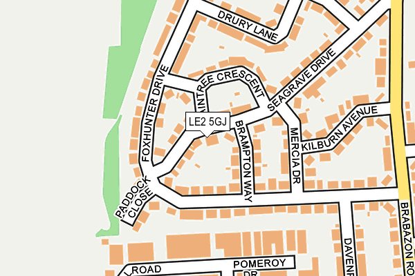 LE2 5GJ map - OS OpenMap – Local (Ordnance Survey)