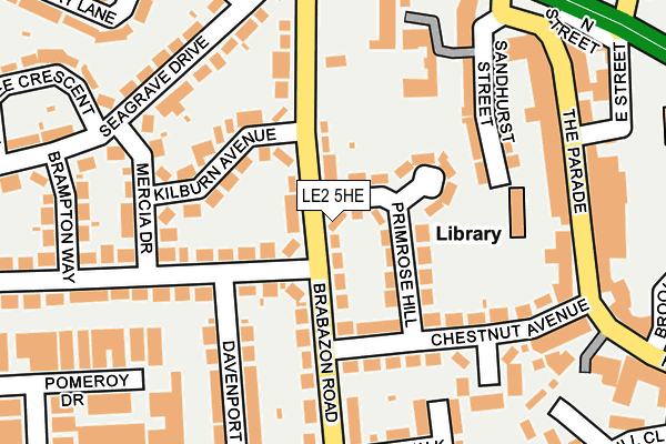 LE2 5HE map - OS OpenMap – Local (Ordnance Survey)