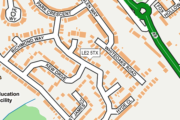 LE2 5TX map - OS OpenMap – Local (Ordnance Survey)