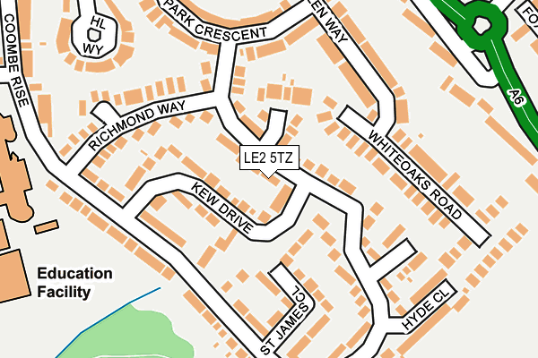 LE2 5TZ map - OS OpenMap – Local (Ordnance Survey)