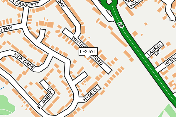 LE2 5YL map - OS OpenMap – Local (Ordnance Survey)