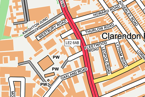 LE2 6AB map - OS OpenMap – Local (Ordnance Survey)