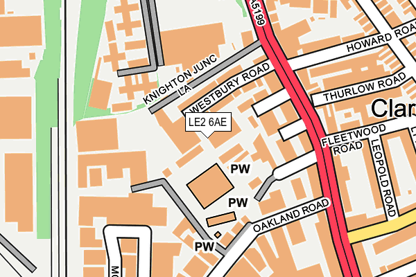 LE2 6AE map - OS OpenMap – Local (Ordnance Survey)