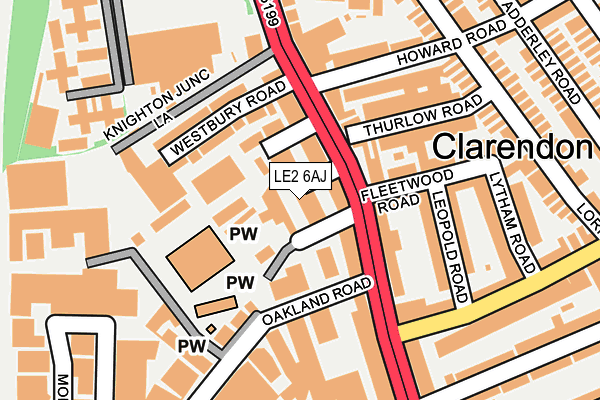 LE2 6AJ map - OS OpenMap – Local (Ordnance Survey)