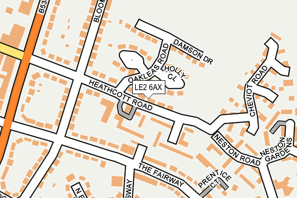 LE2 6AX map - OS OpenMap – Local (Ordnance Survey)