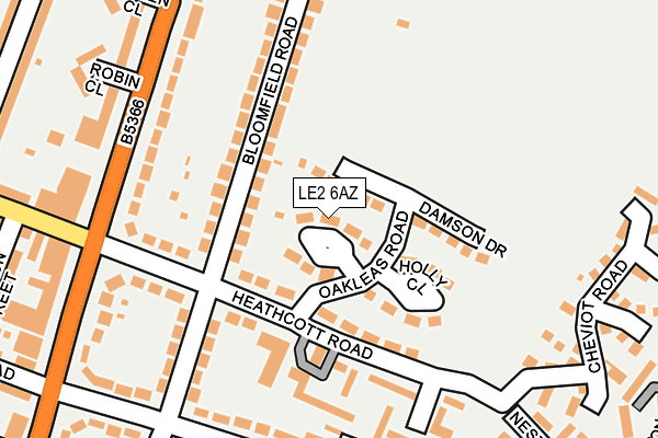 LE2 6AZ map - OS OpenMap – Local (Ordnance Survey)