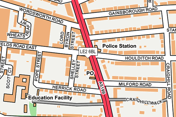 LE2 6BL map - OS OpenMap – Local (Ordnance Survey)