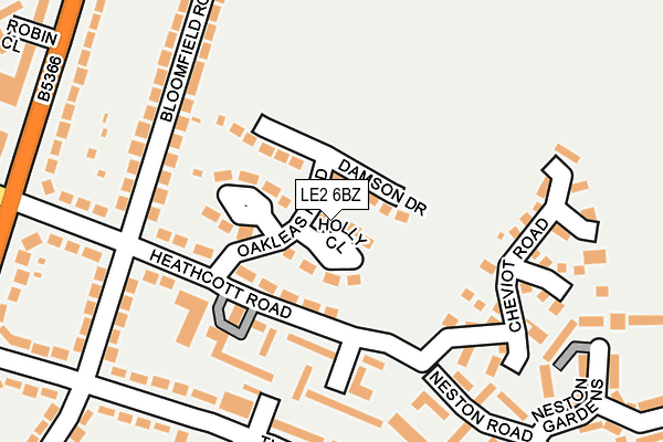 LE2 6BZ map - OS OpenMap – Local (Ordnance Survey)