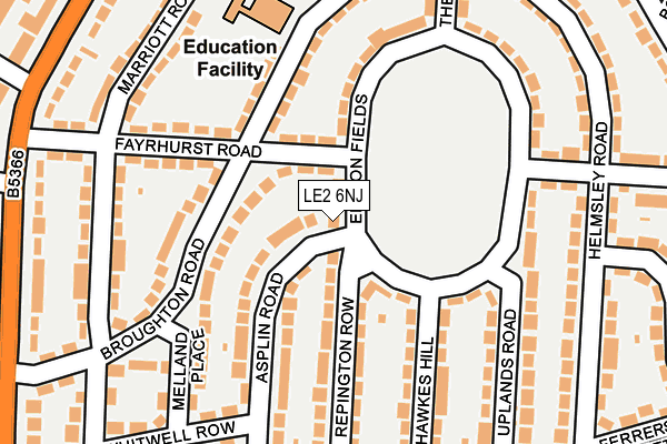 LE2 6NJ map - OS OpenMap – Local (Ordnance Survey)