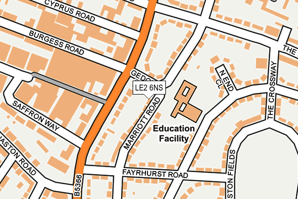 LE2 6NS map - OS OpenMap – Local (Ordnance Survey)