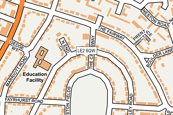 LE2 6QW map - OS OpenMap – Local (Ordnance Survey)