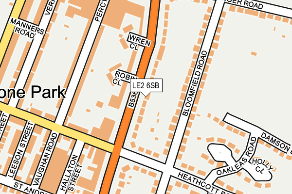 LE2 6SB map - OS OpenMap – Local (Ordnance Survey)
