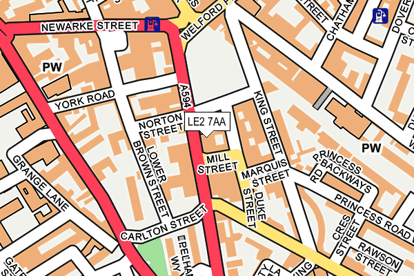 LE2 7AA map - OS OpenMap – Local (Ordnance Survey)