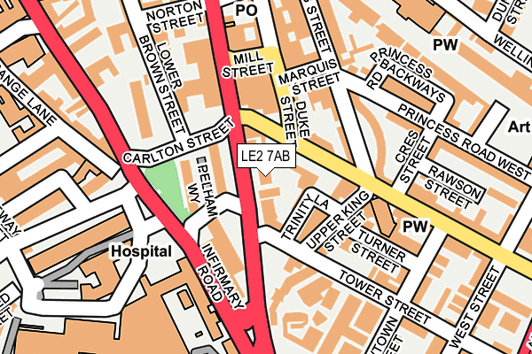 LE2 7AB map - OS OpenMap – Local (Ordnance Survey)