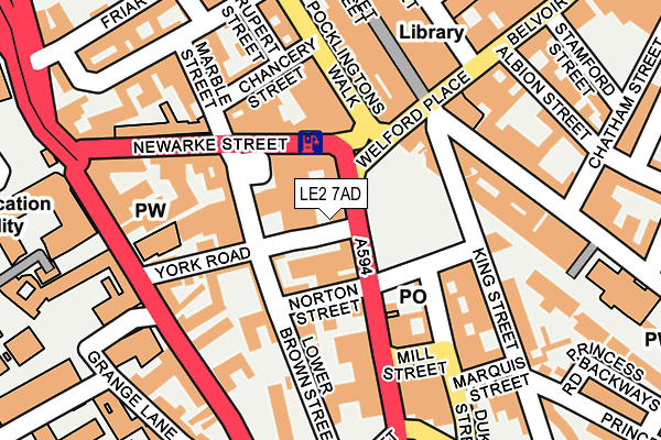 LE2 7AD map - OS OpenMap – Local (Ordnance Survey)