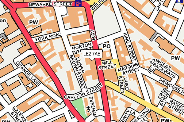 LE2 7AE map - OS OpenMap – Local (Ordnance Survey)