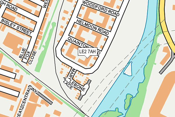 LE2 7AH map - OS OpenMap – Local (Ordnance Survey)
