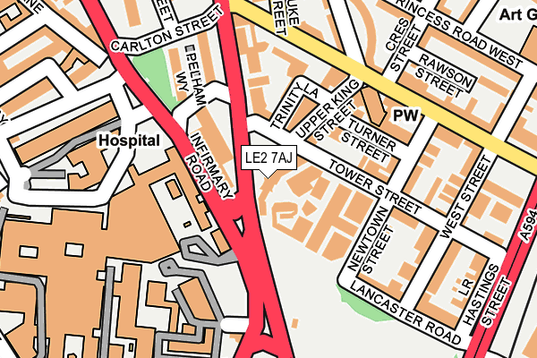 LE2 7AJ map - OS OpenMap – Local (Ordnance Survey)