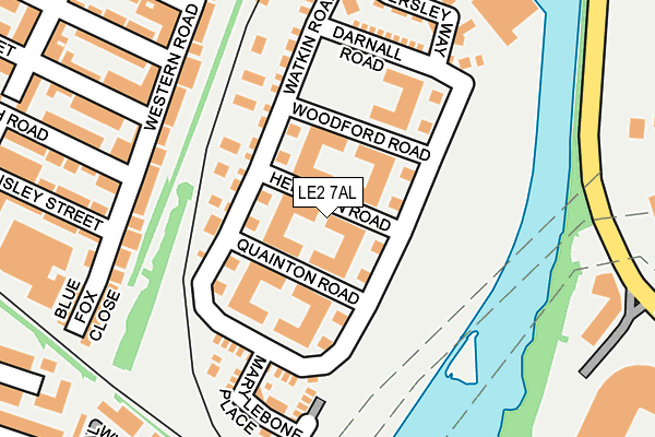LE2 7AL map - OS OpenMap – Local (Ordnance Survey)