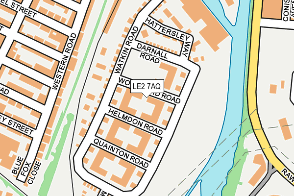 LE2 7AQ map - OS OpenMap – Local (Ordnance Survey)