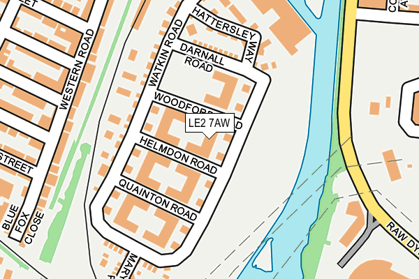LE2 7AW map - OS OpenMap – Local (Ordnance Survey)