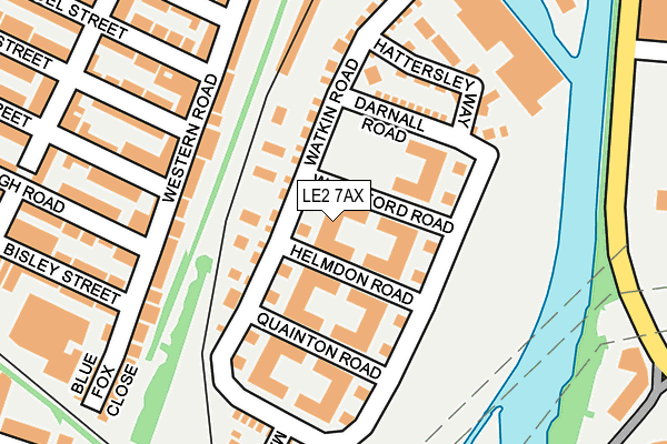 LE2 7AX map - OS OpenMap – Local (Ordnance Survey)