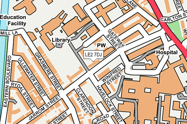 LE2 7DJ map - OS OpenMap – Local (Ordnance Survey)