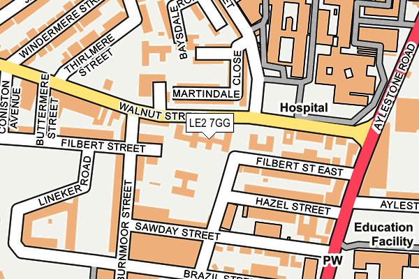 LE2 7GG map - OS OpenMap – Local (Ordnance Survey)