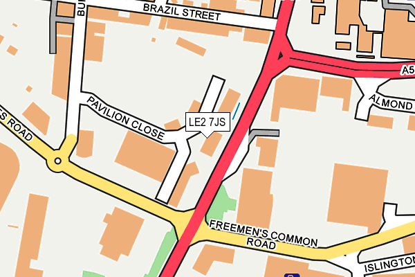 LE2 7JS map - OS OpenMap – Local (Ordnance Survey)