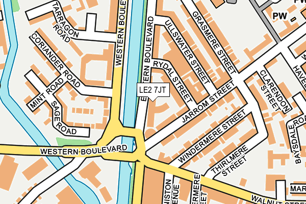 LE2 7JT map - OS OpenMap – Local (Ordnance Survey)