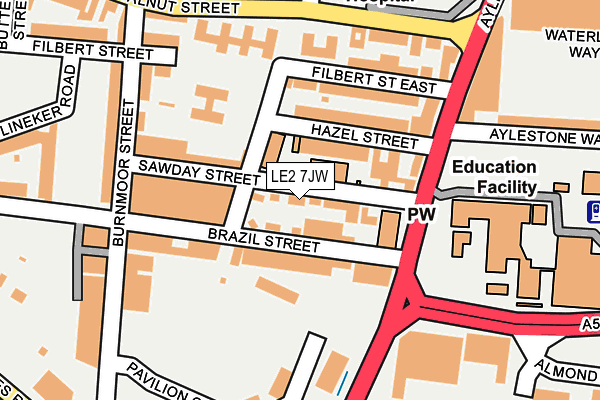 LE2 7JW map - OS OpenMap – Local (Ordnance Survey)