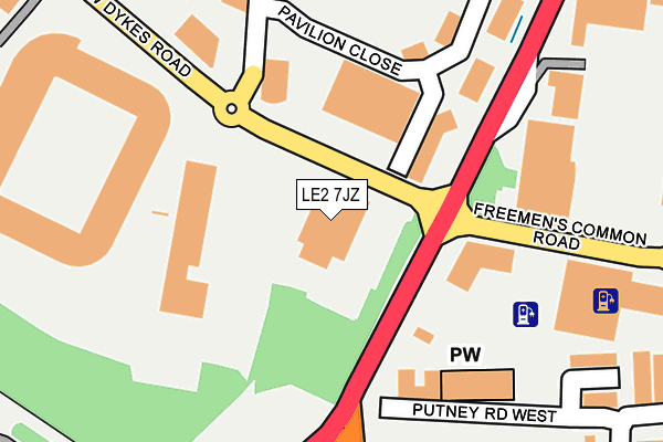 LE2 7JZ map - OS OpenMap – Local (Ordnance Survey)