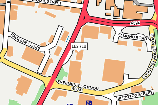 LE2 7LB map - OS OpenMap – Local (Ordnance Survey)