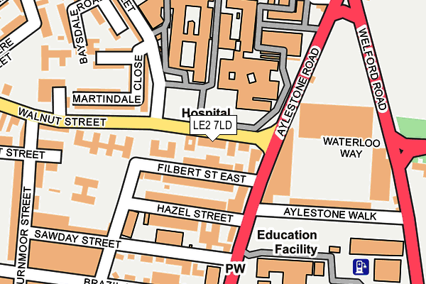 LE2 7LD map - OS OpenMap – Local (Ordnance Survey)