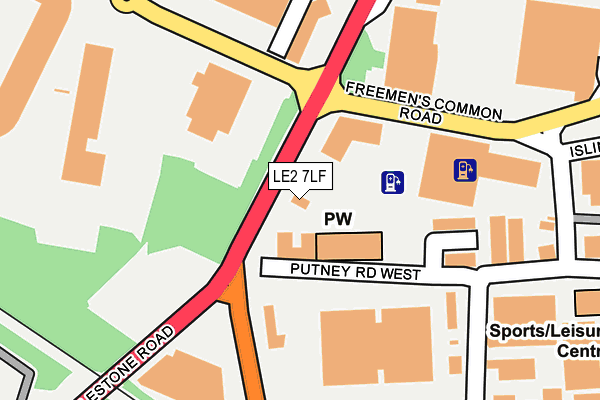 LE2 7LF map - OS OpenMap – Local (Ordnance Survey)