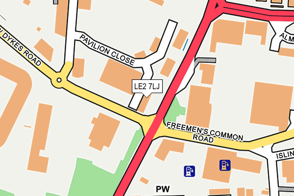 LE2 7LJ map - OS OpenMap – Local (Ordnance Survey)
