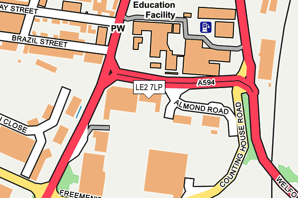 LE2 7LP map - OS OpenMap – Local (Ordnance Survey)