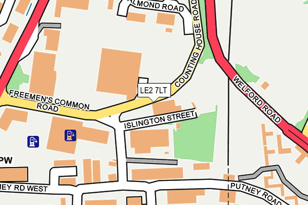 LE2 7LT map - OS OpenMap – Local (Ordnance Survey)