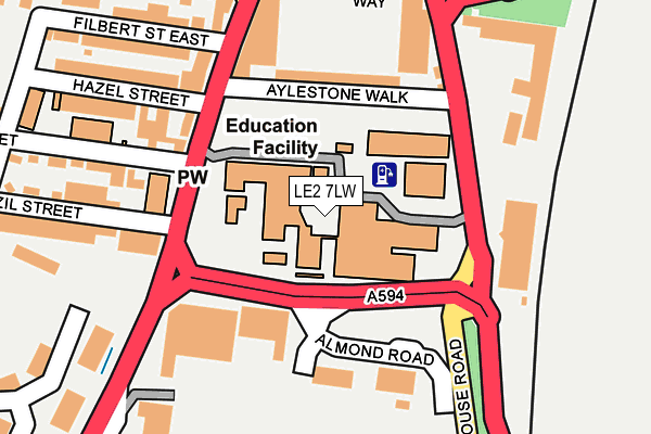 LE2 7LW map - OS OpenMap – Local (Ordnance Survey)