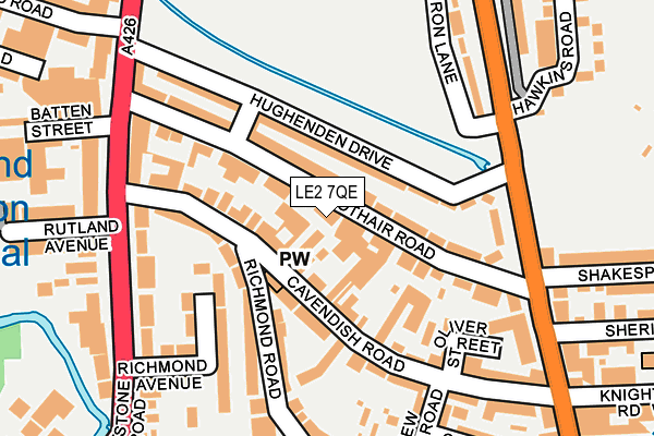 LE2 7QE map - OS OpenMap – Local (Ordnance Survey)