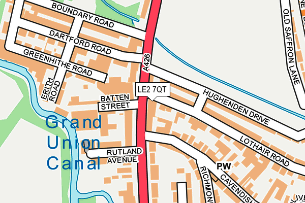 LE2 7QT map - OS OpenMap – Local (Ordnance Survey)