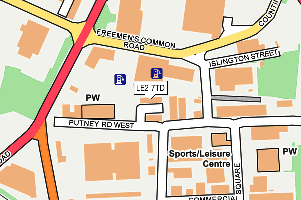 LE2 7TD map - OS OpenMap – Local (Ordnance Survey)