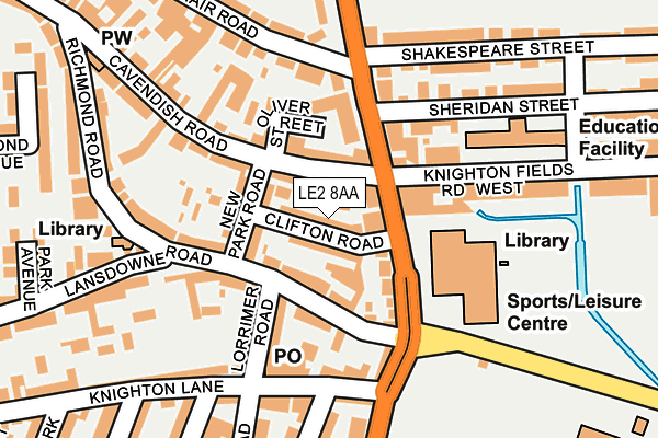 LE2 8AA map - OS OpenMap – Local (Ordnance Survey)