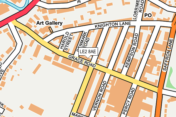 LE2 8AE map - OS OpenMap – Local (Ordnance Survey)