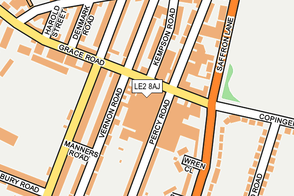 LE2 8AJ map - OS OpenMap – Local (Ordnance Survey)
